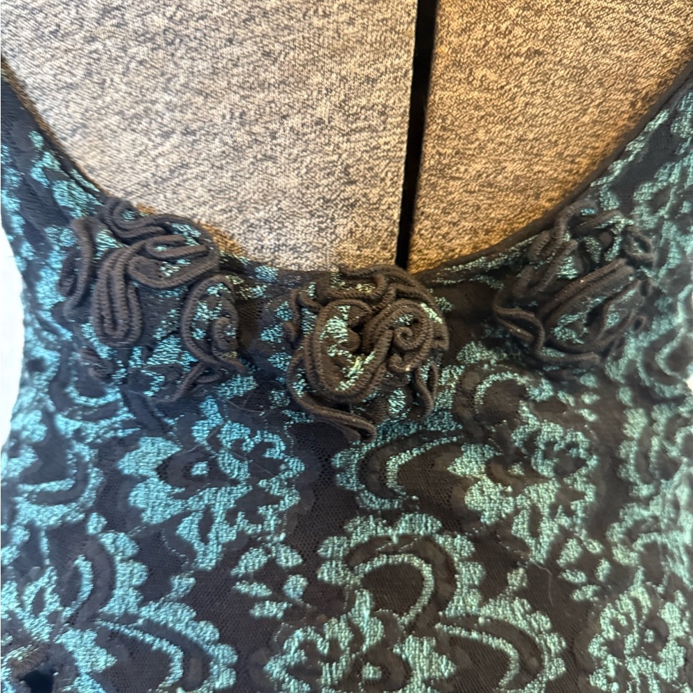 All that Jazz Black and Teal Vintage Lace Dress - Picture 9 of 9